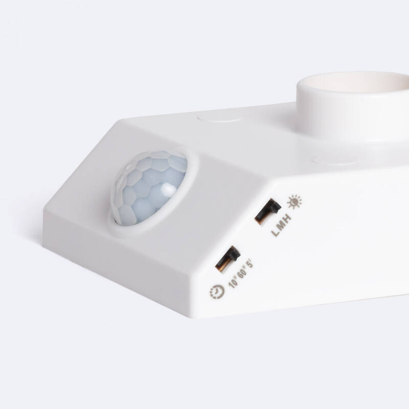 Sensor de Movimiento PIR Crepuscular 360º de Pared para Bombillas E27