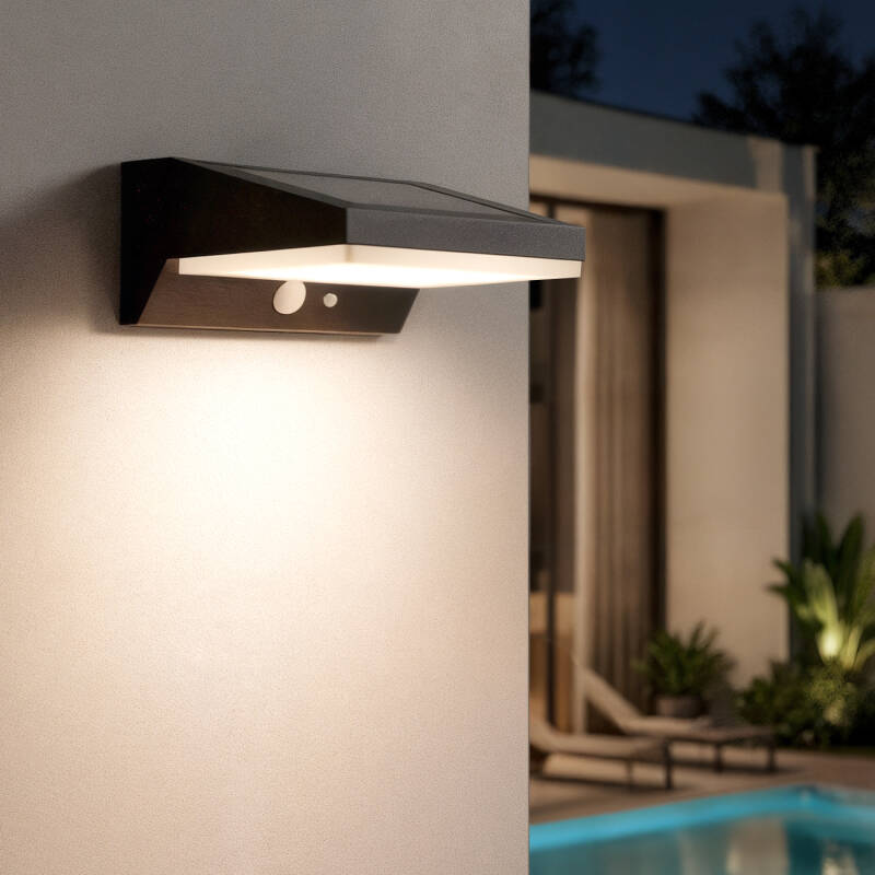 Aplique de Pared Exterior Solar LED 5W Aluminio con Sensor de Movimiento Ivar