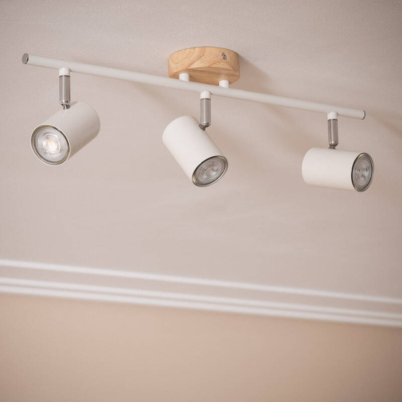 Lámpara de Techo Orientable Madera 3 Focos Olmo