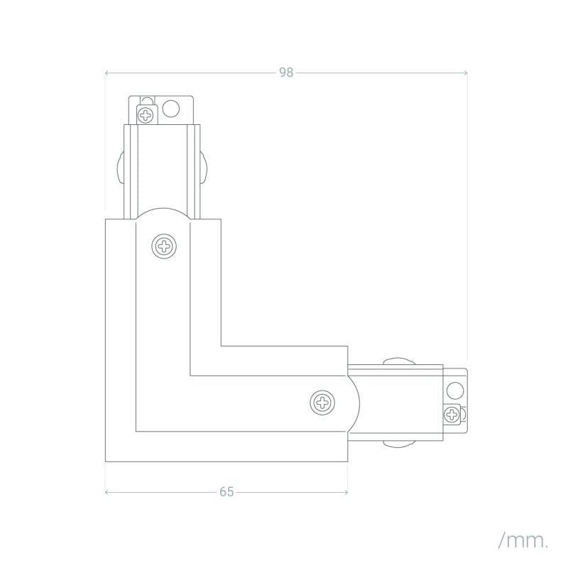 Conector Right Side Tipo L para Carril Trifásico