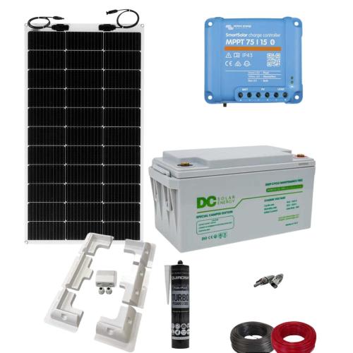Kit Placa Solar Camper Autoinstalable con Panel Flexible 200W y batería DC Solar