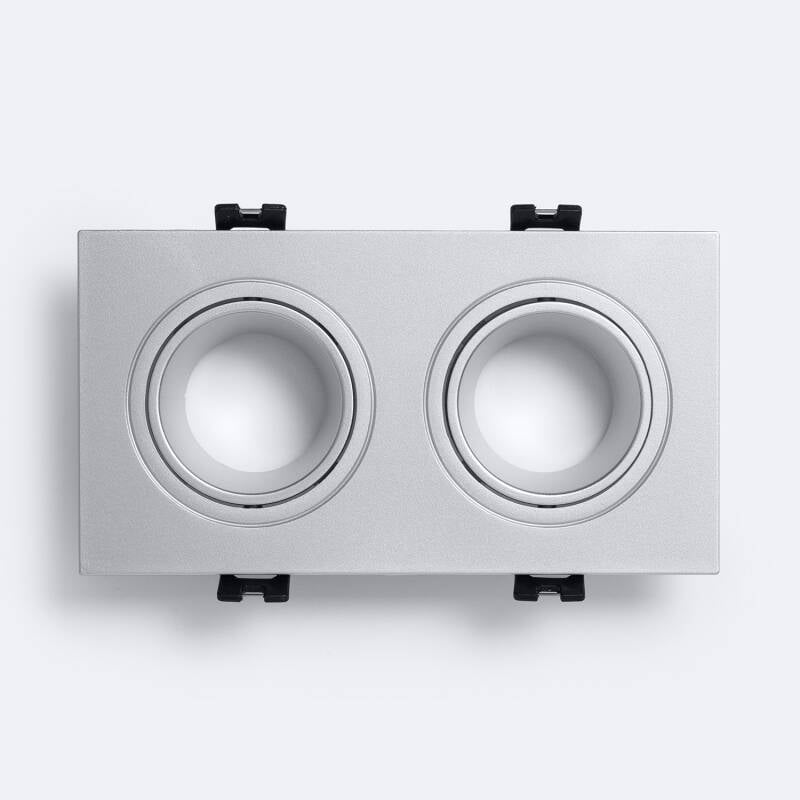 Aro Downlight Cuadrado Cónico Basculante para dos Bombillas LED GU10 / GU5.3 Corte 75x150 mm