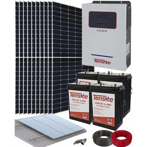 Kit Placa Solar para Instalación Paneles Solares 3600W con Batería AGM 600Ah
