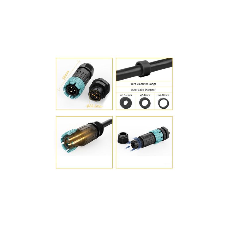 Conector para Caja Estanca 3 Pines 0.5-2.5mm² IP68