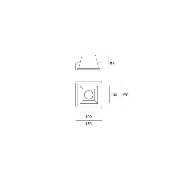 Aro Downlight Integración Escayola/Pladur Cuadrado para Bombilla LED GU10 / GU5.3  Corte 153x153 mm UGR17