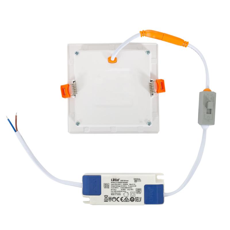 Placa LED 10W Cuadrada CCT Seleccionable Microprismático LIFUD Corte 110x110 mm