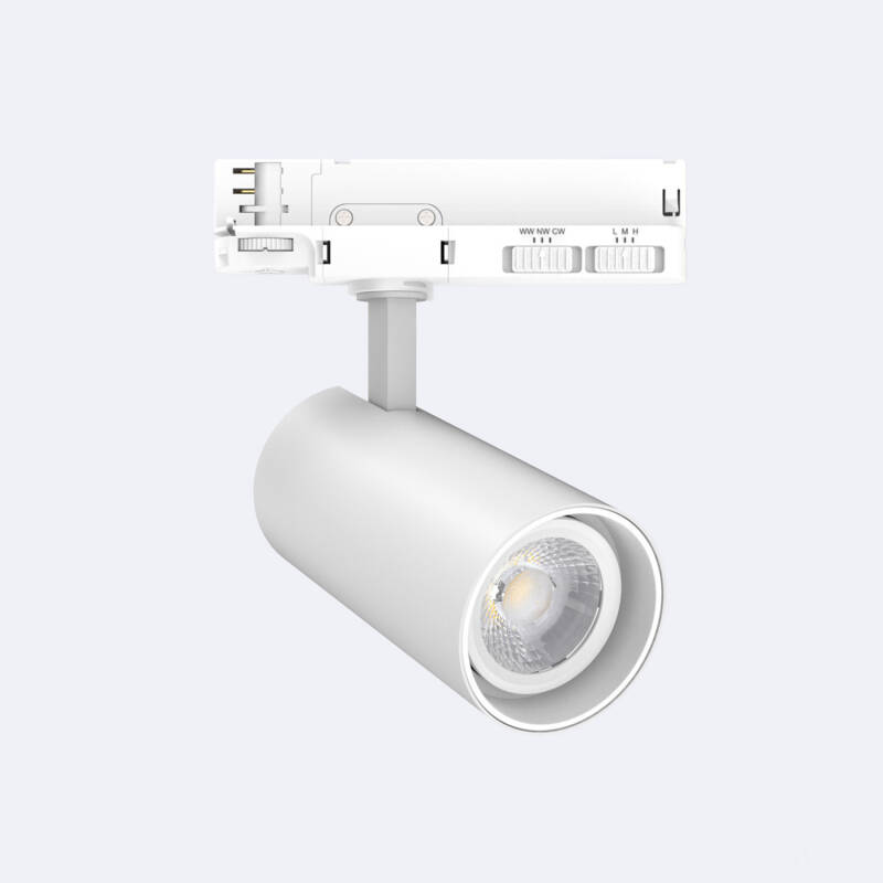 Foco Carril LED Trifásico 30W Fasano CCT Seleccionable Regulable DALI Blanco