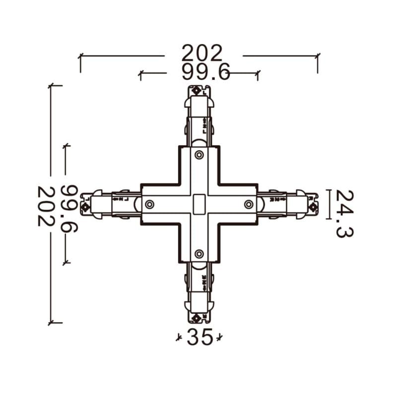 Conector Tipo X para Carril Trifásico DALI