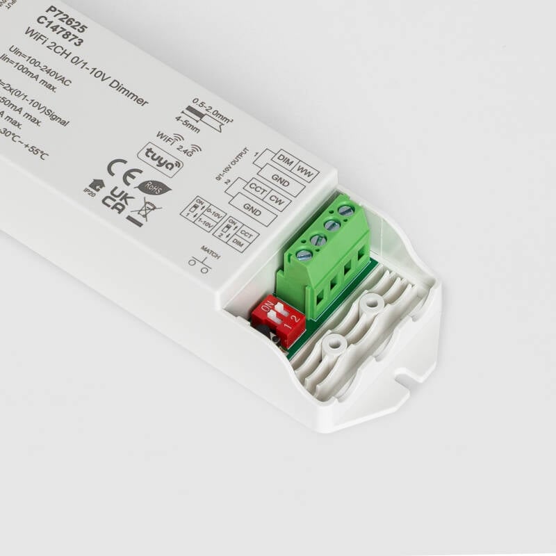 Regulador LED WIFI 0/1-10V 2 Canales Monocolor/CCT SKYDANCE L2(WT) Compatible con Pulsador y Mando RF
