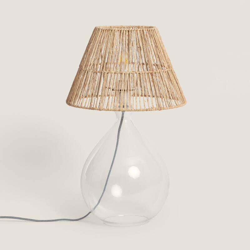Lámpara de Mesa Yute y Cristal Aurora