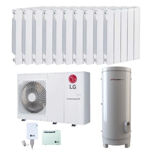 Kit Aerotermia con Radiadores Aluminio 16kW R32 LG Therma con ACS 500L para 200m2