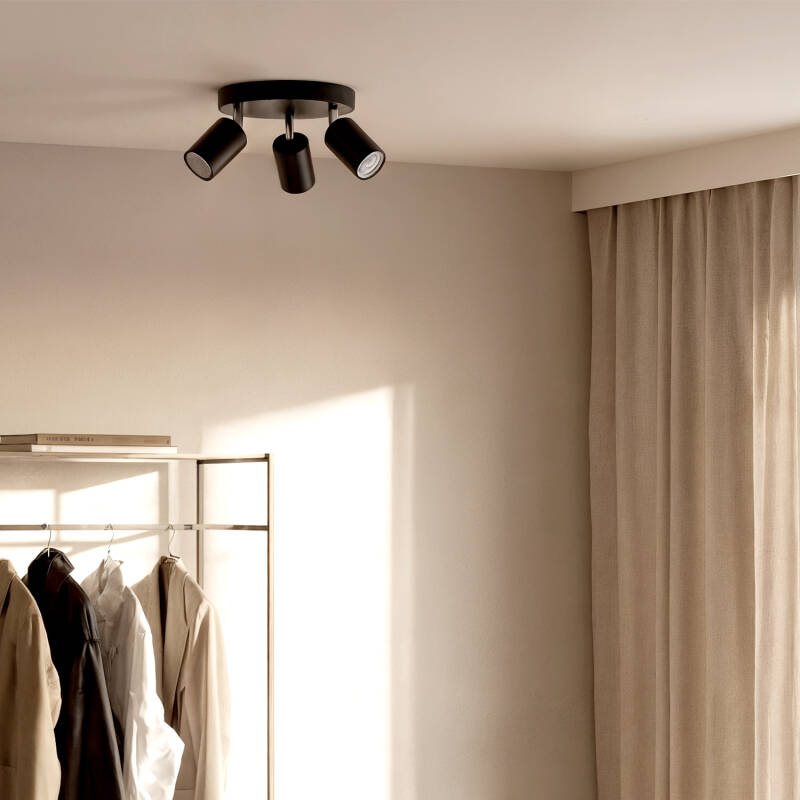 Lámpara de Techo Orientable Circular Metal 3 Focos Albus Black
