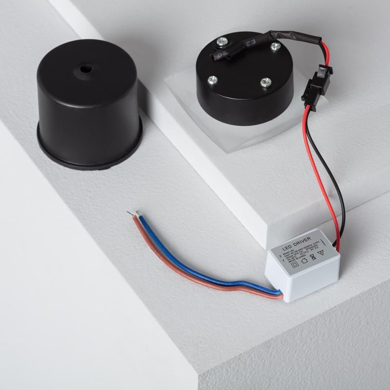 Baliza LED 3W Empotrable Pared Cuadrado Negro Occulare