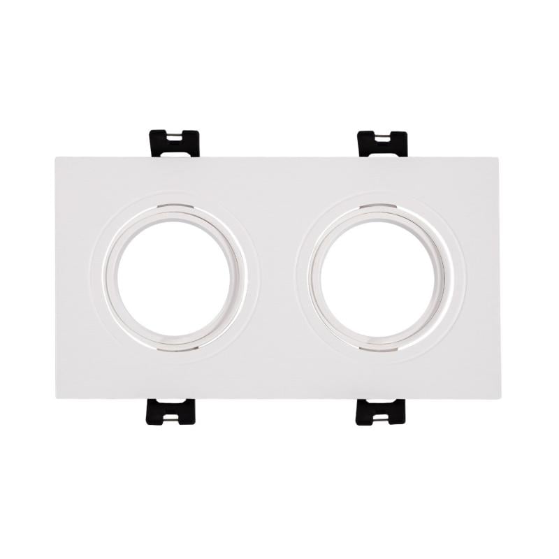 Aro Downlight Cuadrado Basculante para dos Bombillas LED GU10 / GU5.3 Corte 75x150 mm