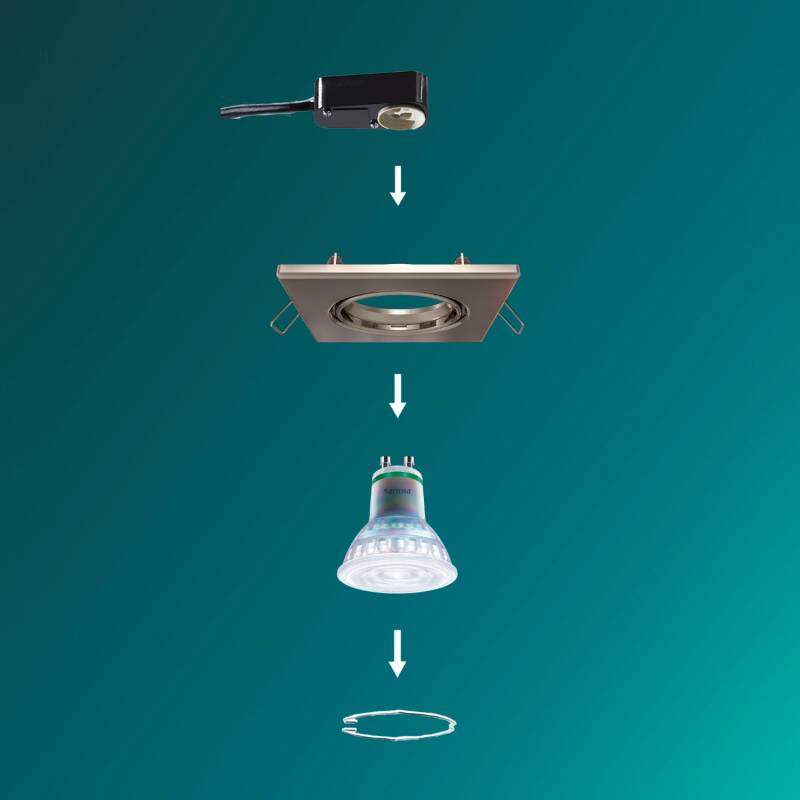Aro Downlight Cuadrado PHILIPS Peridot para Bombilla LED GU10 Ø 75 mm