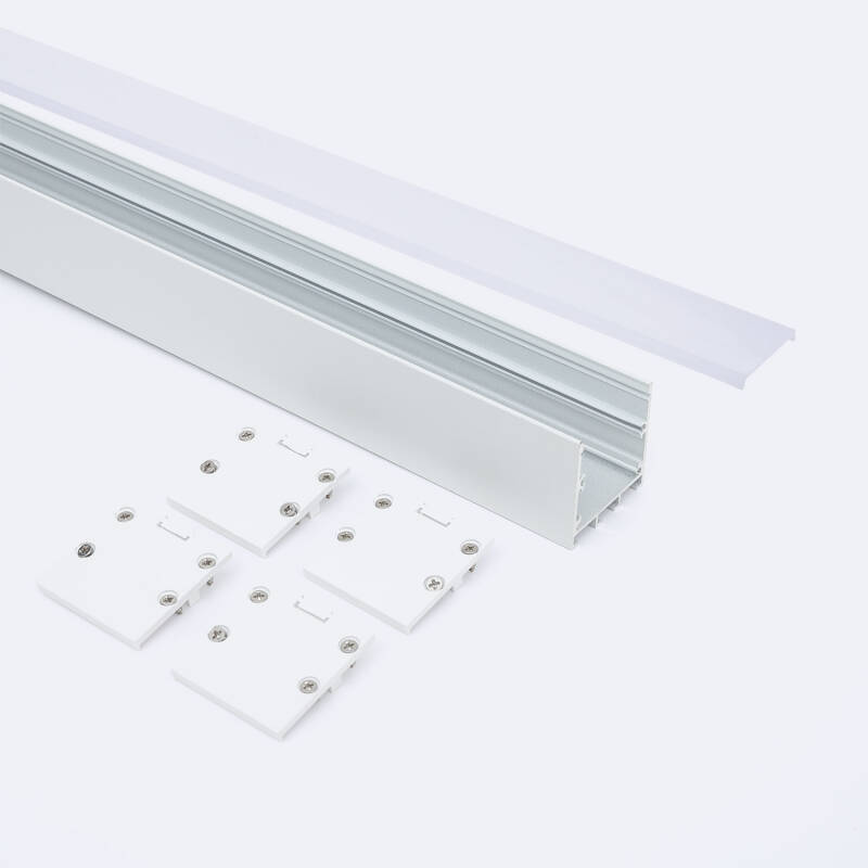 Perfil Aluminio Superficie con anclaje Empotrado mediante clips para Tira LED hasta 24 mm