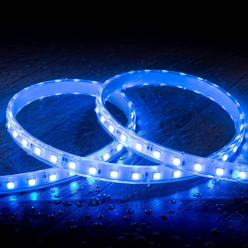 Tira LED RGB 220V SMD 60 LED/m 9.5W/m Ancho 14.5mm Corte 100cm IP65 con Mando RF a Medida