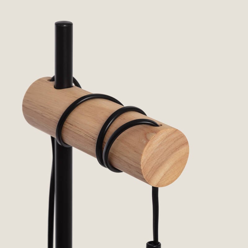 Lámpara de Mesa de Metal y Madera Monah