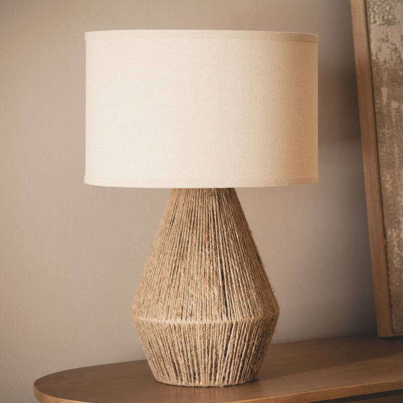 Lámpara de Mesa Cuerda Natural y Lino Muitu Dione