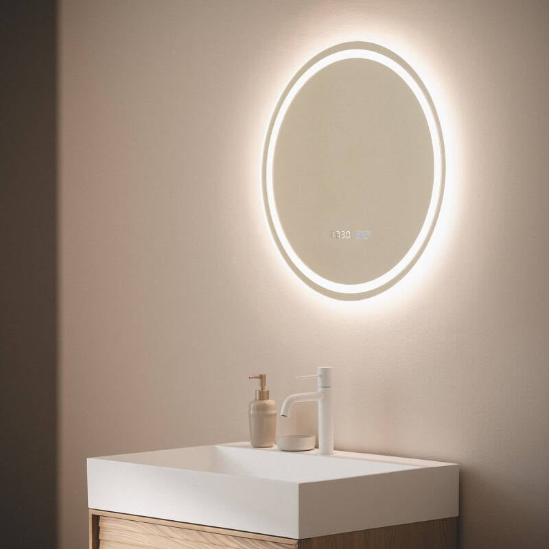 Espejo Baño con Luz LED Ø60 cm Stiniva