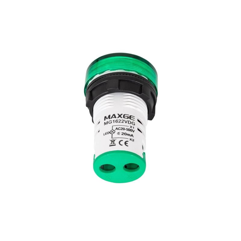 Testigo Luminoso MAXGE con Voltímetro 20-500V Ø22mm