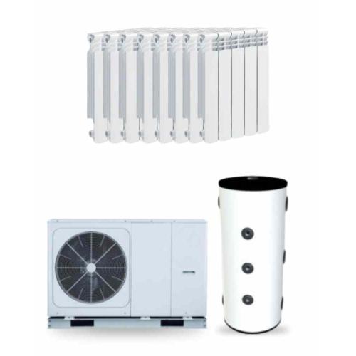 Kit Aerotermia con Radiadores de Agua 8kW Aquaris con DI 100L para vivienda 120m2
