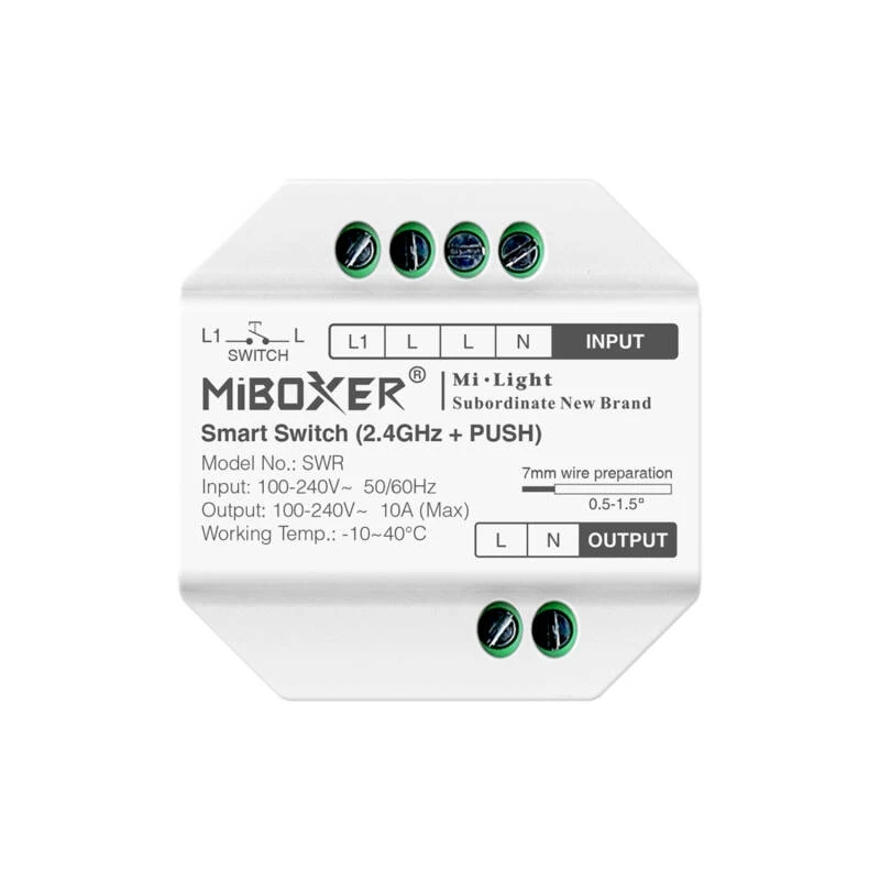 Conversor de Pulsador a Interruptor Relé Telerruptor LED MiBoxer SWR