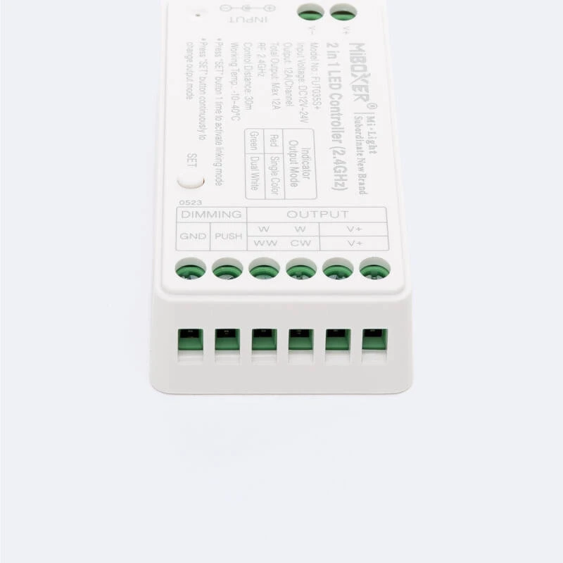 Controlador Regulador LED Monocolor/CCT 12/24V DC MiBoxer FUT035S+ Compatible con Pulsador