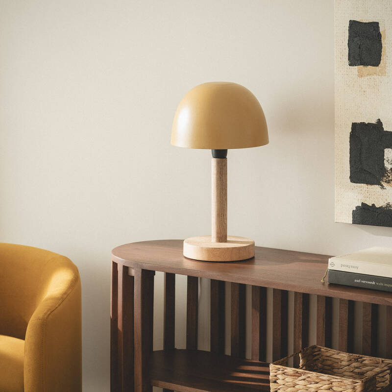 Lámpara de Mesa Metal y Madera Mallavi