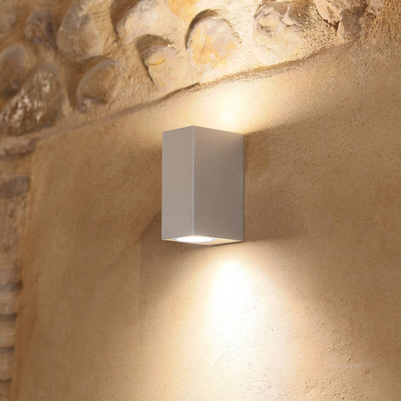 Aplique de Pared Exterior Aluminio Iluminación Doble Cara Plata Miseno
