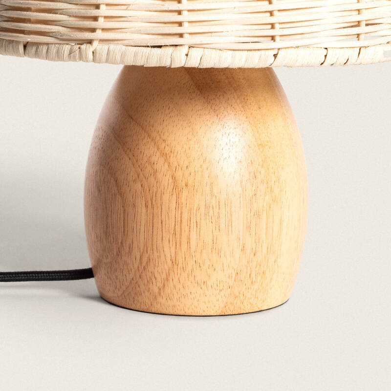 Lámpara de Mesa Madera y Ratán Karava