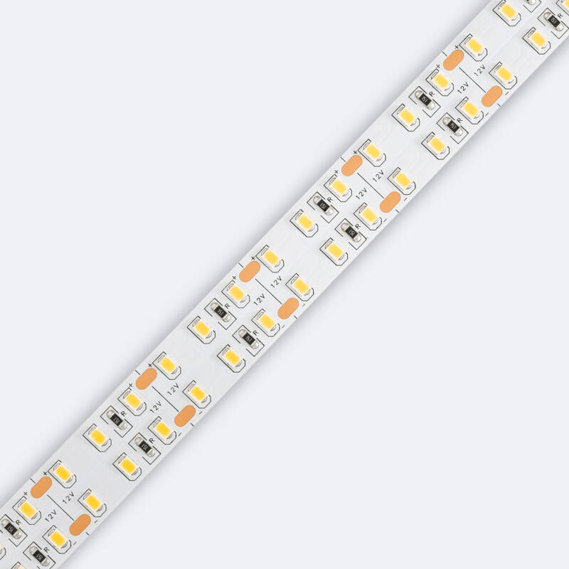 Tira LED 12V SMD 204 LED/m 5m 18W/m 1700lm/m Doble Ancho 16mm Corte 3cm IP20