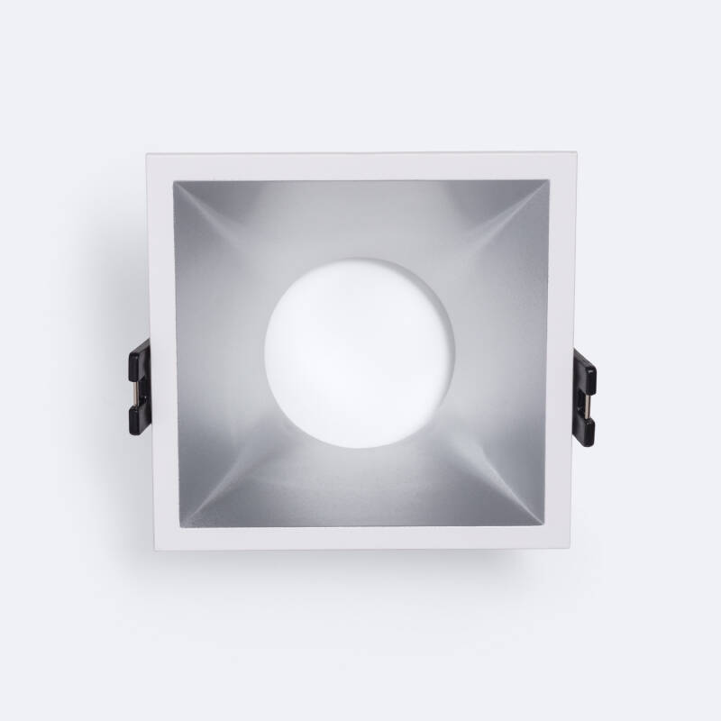 Aro Downlight Cuadrado 45º Bajo UGR para Bombilla LED GU10 / GU5.3 Corte 85 x 85 mm