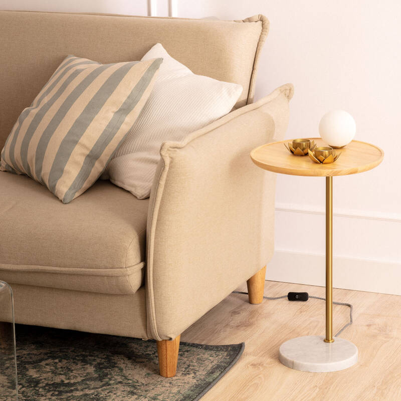 Lámpara de Mesa Madera y Cristal Brandt