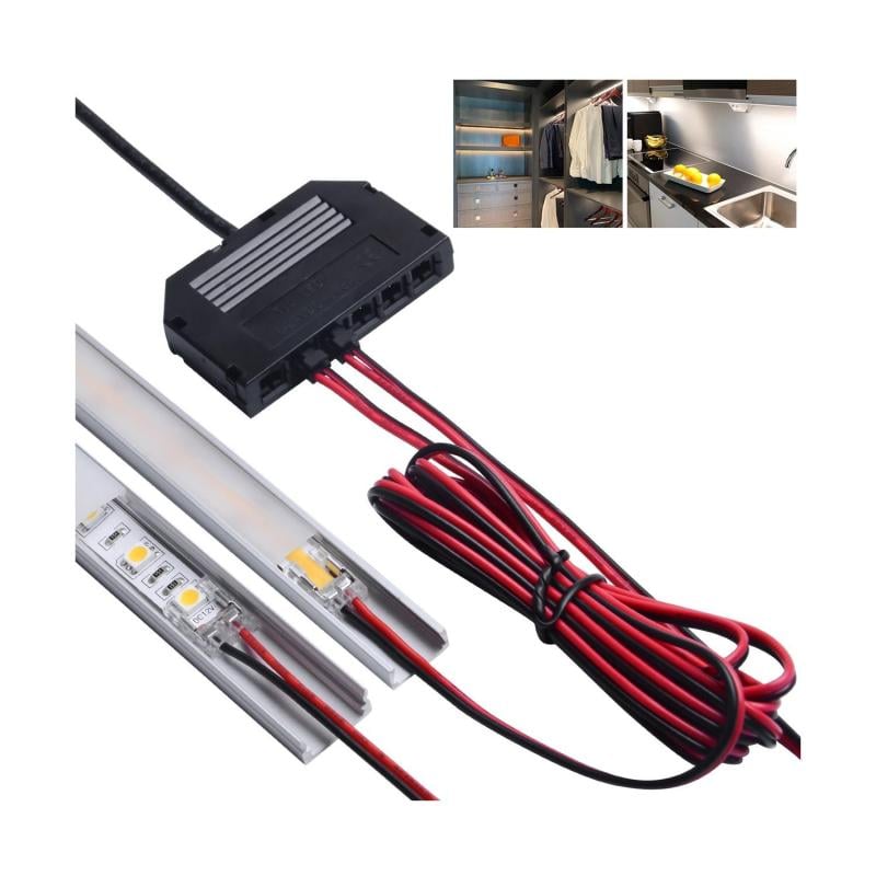 Kit Conector Distribuidor con 6-10 salidas + cables conectores de 5m para alimentación Tiras LED 12/24V