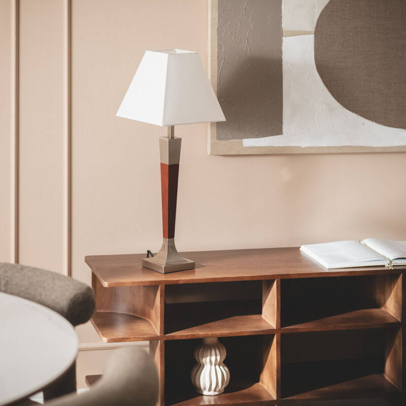 Lámpara de Mesa Madera y Metal Lizza Piramis