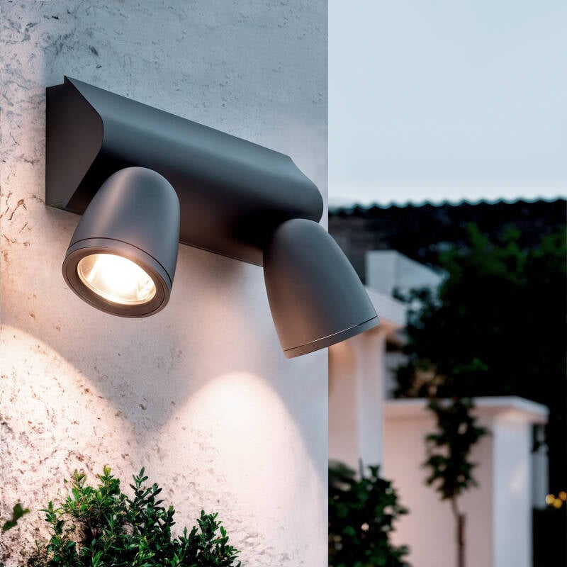 Aplique de Pared Exterior LED 12W Aluminio Abel Large Dos Focos