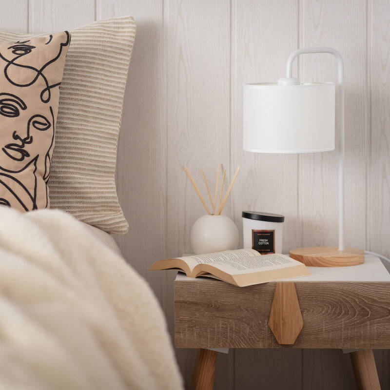 Lámpara de Mesa de Tela y Madera Jedali