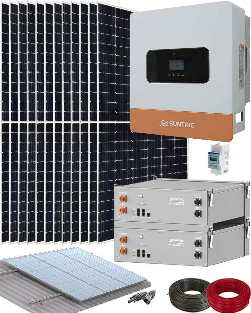 Kit Solar para Instalación de Placas Solares con Inversor Híbrido Suntaic STH6M-2/GEN 6000W y Batería Litio Suntaic ST-L5000/LV