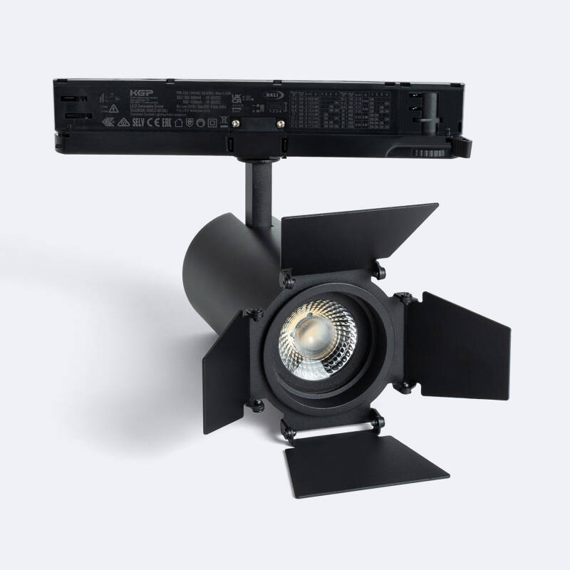 Foco Carril LED Trifásico 30W Fasano Cinema CCT Seleccionable Regulable DALI Negro