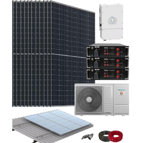 Kit Aerotermia con Placas Solares 12kW Deye con Bomba de Calor 8kW Hisense y material de instalación