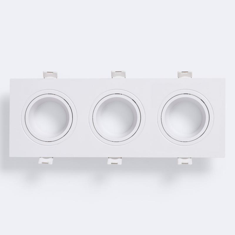 Aro Downlight Cuadrado Basculante para 3 Bombillas LED GU10 / GU5.3 Corte 235x75 mm