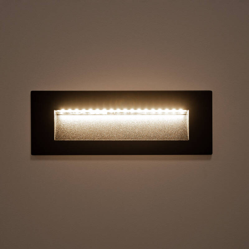 Baliza Exterior LED 7W Empotrable Pared Rectangular Negro Groult
