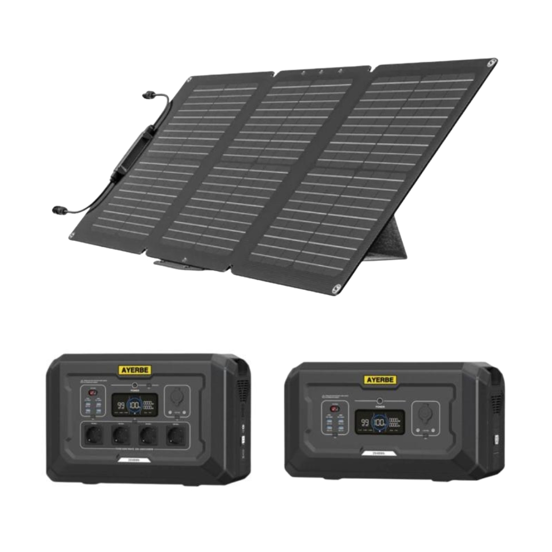 Kit Solar Portátil 60V 12V Estación de Energía AY-2048 y Batería Extra 2048Wh Ayerbe