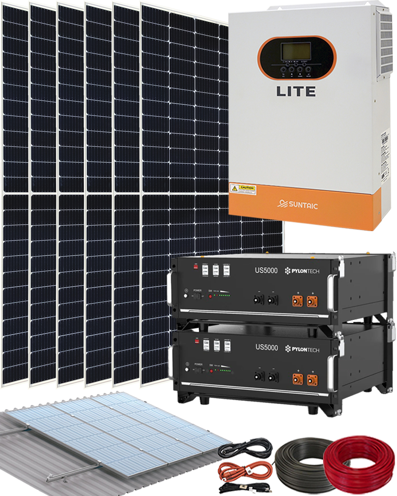 Kit Solar Aislada con Instalación Placas Solares para casa de Campo 5000W 48V con Batería de Litio US5000