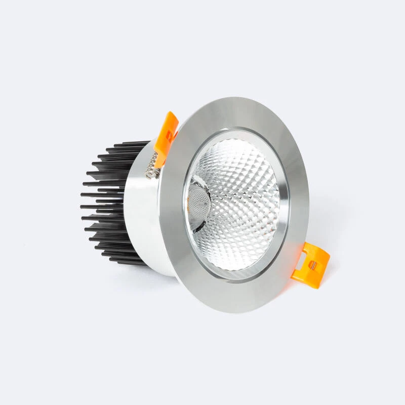 Foco Downlight LED 12W COB Direccionable Circular Plata Corte Ø 90 mm