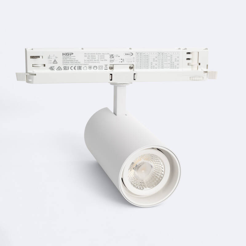 Foco Carril LED Trifásico 30W Fasano Regulable DALI Blanco