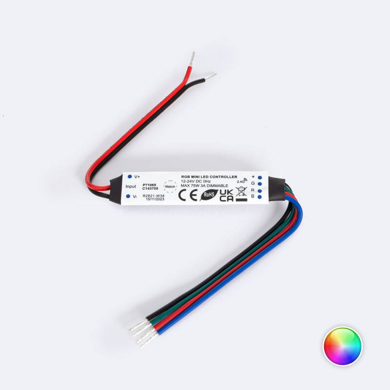 Controlador Tira LED Monocolor/CCT/RGB 12-24V SKYDANCE V3-W Compatible con Mando RF