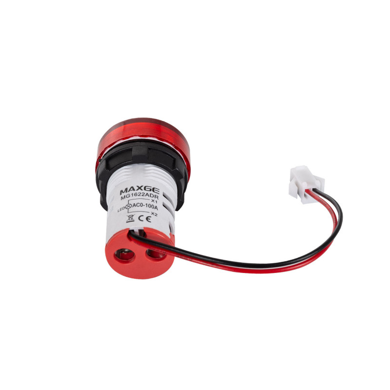 Testigo Luminoso MAXGE con Amperímetro 0-100A Ø22mm