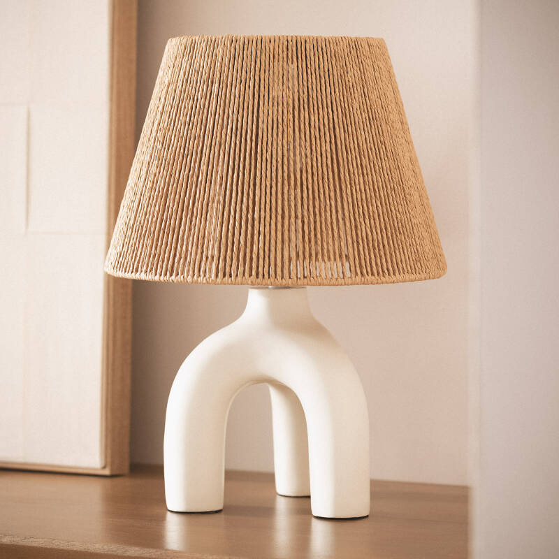 Lámpara de Mesa Papel Trenzado y Resina Otilia